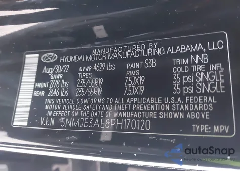 2023 Hyundai Tucson Limited z USA, uszkodzony, nr VIN 5NMJE3AE8PH170120